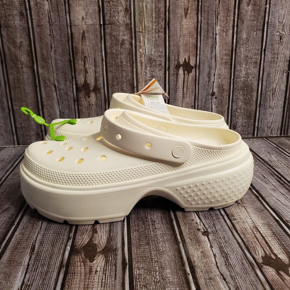 CROCS Stomp Clog White Slip On Platform  Mens 13 - Picture 2 of 11